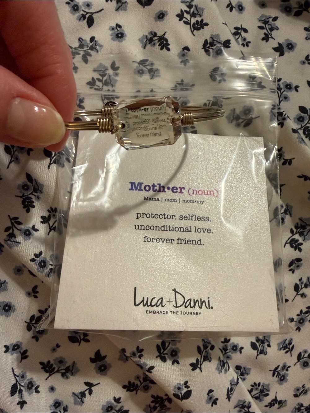 Luca + Danni Silver Bracelet with Clear Faceted Mother Charm